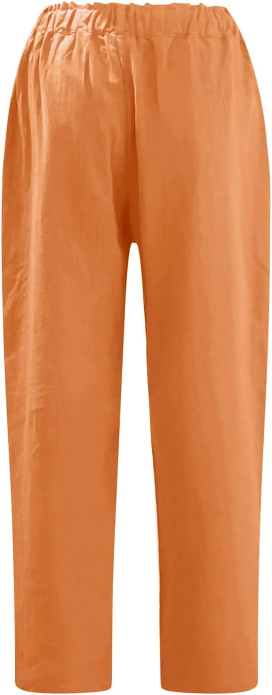 7/8 Hosen Damen Sommer Leinen Sommerhose Damen Leicht Leinenhose Damen Sommer Baumwolle für Frauen H