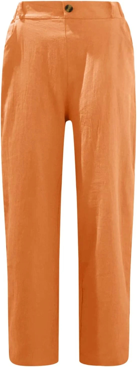 7/8 Hosen Damen Sommer Leinen Sommerhose Damen Leicht Leinenhose Damen Sommer Baumwolle für Frauen H