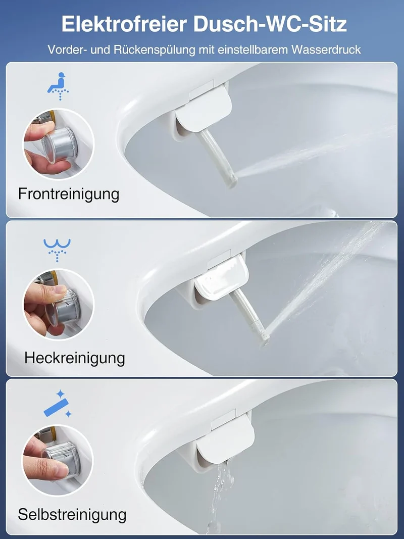 Toilettendeckel mit Bidet,YEAUPE PRO WC Sitze mit Absenkautomatik, nicht elektrisch, mit selbstreini