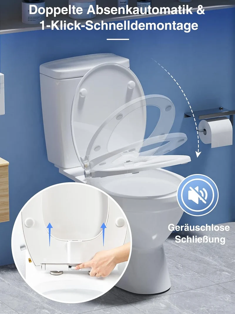 Toilettendeckel mit Bidet,YEAUPE PRO WC Sitze mit Absenkautomatik, nicht elektrisch, mit selbstreini