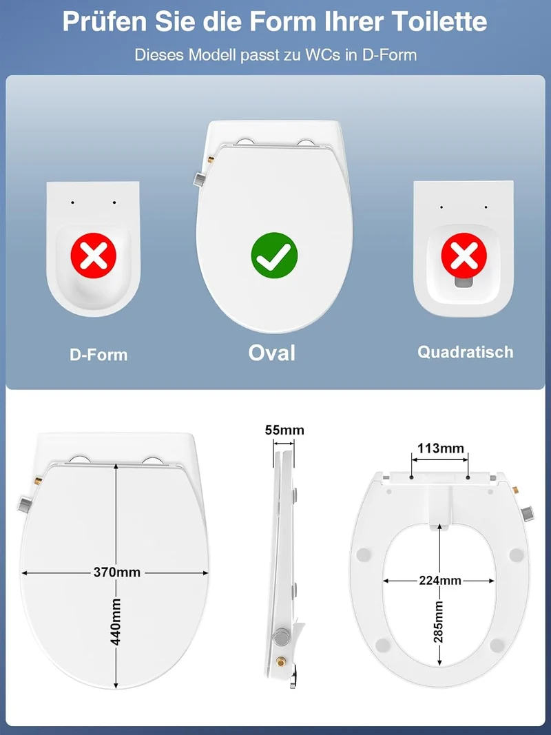 Toilettendeckel mit Bidet,YEAUPE PRO WC Sitze mit Absenkautomatik, nicht elektrisch, mit selbstreini