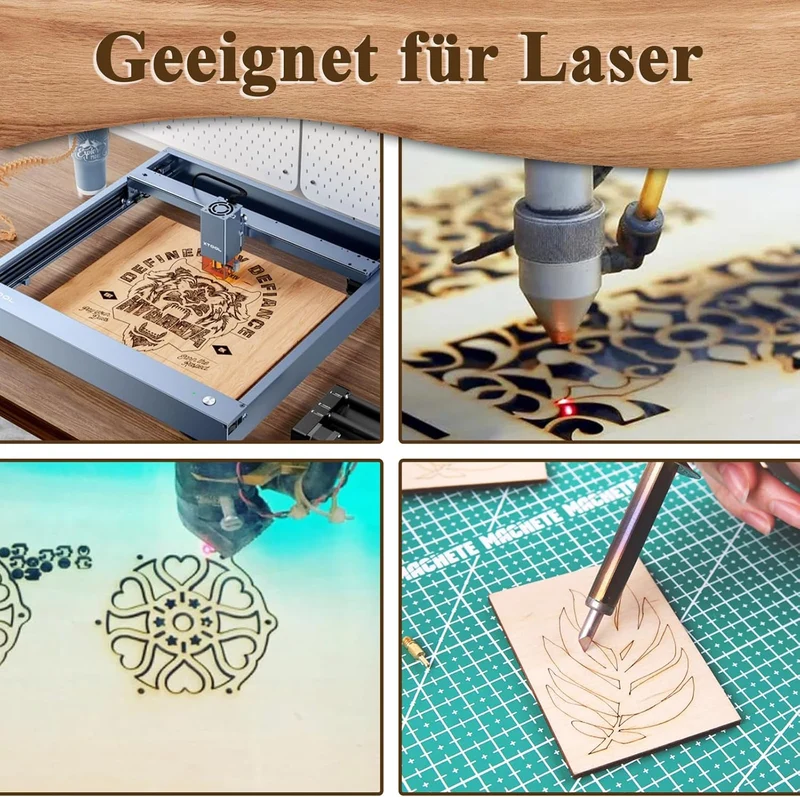 CYEER 24 Stück Sperrholzplatte 3mm, 300x300mm Lindenholz Platten zum Basteln, Bastelholz für Lasersc