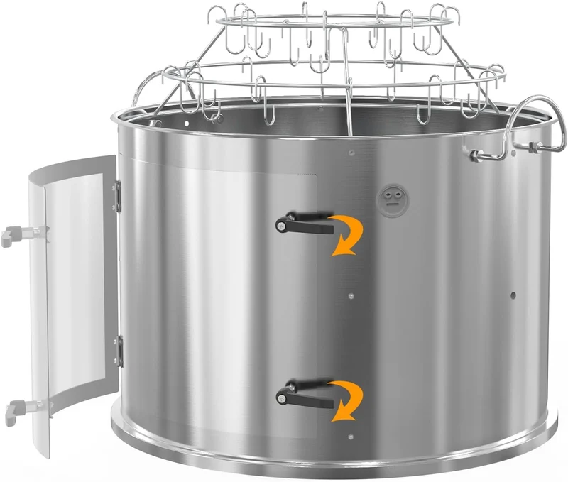 onlyfire Edelstahl Grillspiess Set und Edelstahl Räucherkammer Mittelkochsystem für Weber 57cm Kugel