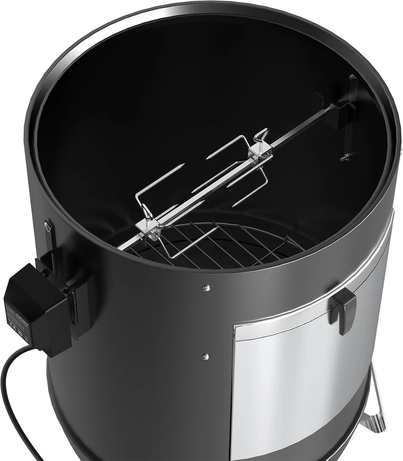 onlyfire Edelstahl Grillspiess Set und Edelstahl Räucherkammer Mittelkochsystem für Weber 57cm Kugel