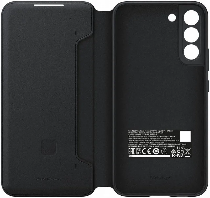 Samsung EF-NS906PBEGEW Led View Smartphone Cover für Galaxy S22+, Handy Hülle, Led Anzeige, Kartenha