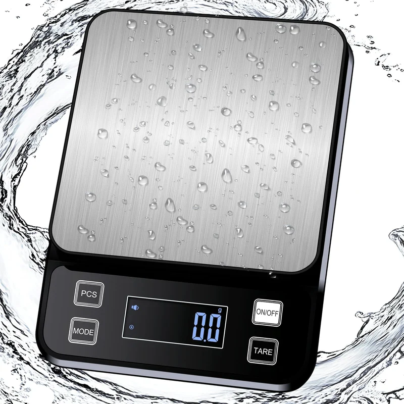 Wasserdichte Küchenwaage IPX67, 10kg Digitale Küchenwaage Hohe Präzision 0,1g Genau, mit 10 Einheite