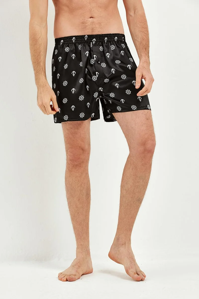 JupiterSecret Herren Satin Boxershorts Pack Unterwäsche, Silk Feeling Schlafshorts mit elastischem B