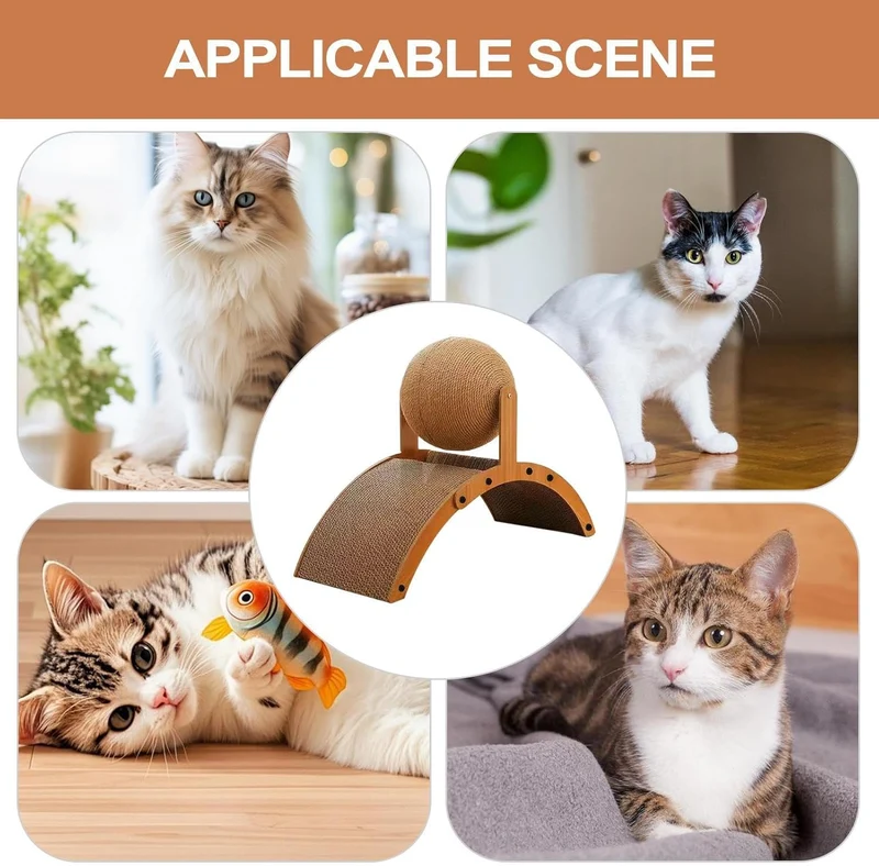 Kratzball Für Katzen | Für Wohnungskatzen Mit Wellpappe Basis - Interaktives Katzenpielzeug Mit Vert