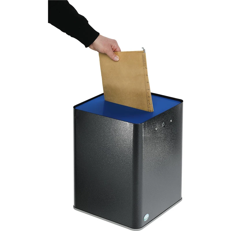 VAR | Datenschutz Papiersammler | 43 l | DSGVO-konform | antik-Silber/Blau