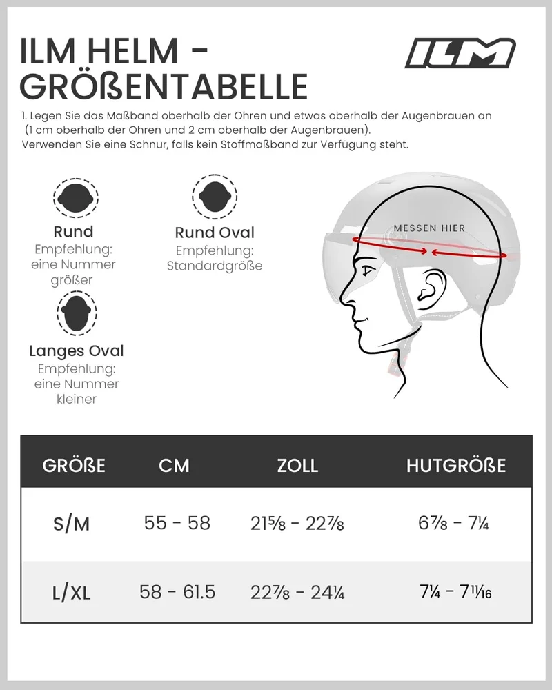 ILM Fahrradhelm Herren Damen mit Visier und LED Licht Beleuchtung Automatischem G-Sensor für Blinker