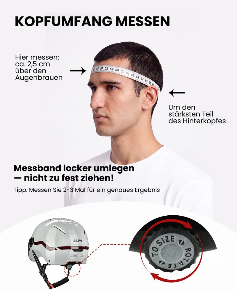 ILM Fahrradhelm Herren Damen mit Visier und LED Licht Beleuchtung Automatischem G-Sensor für Blinker