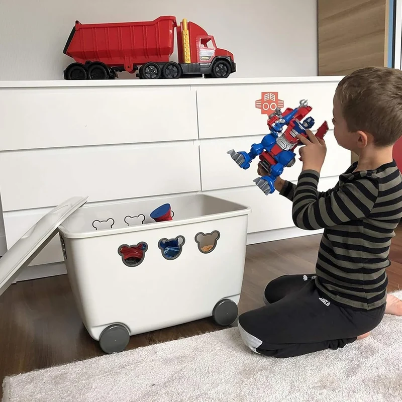 BranQ - Home essential - Multifunktionsbehälter für Spielzeug Bear 55 l, BPA-freier Kunststoff PP, P