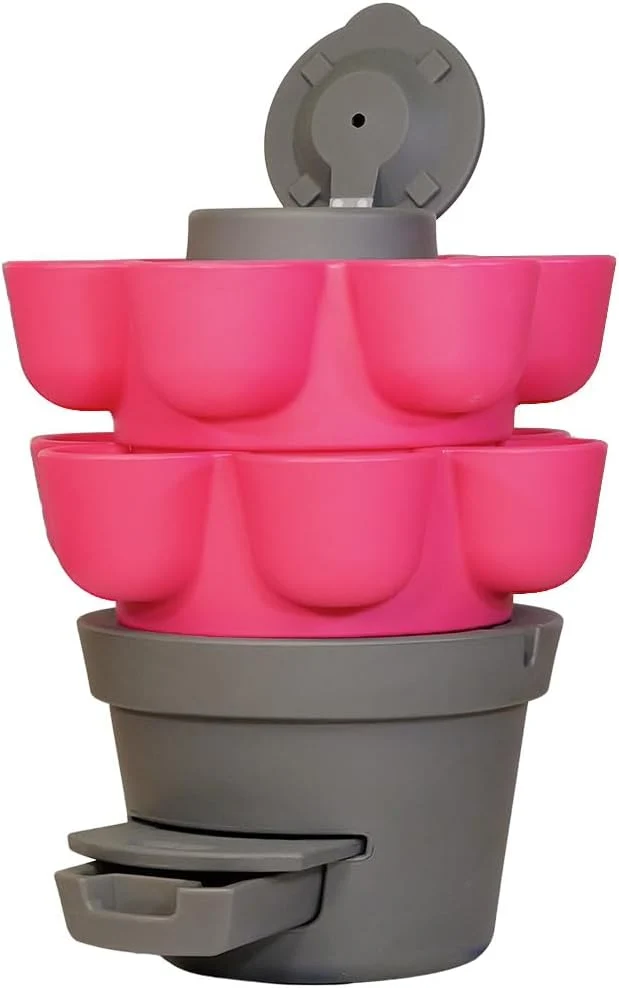 WORMgarden Fuchsie 2 Pflanzgefässe | Vertikaler Gemüsegarten mit integriertem Wurmkomposter | Legen