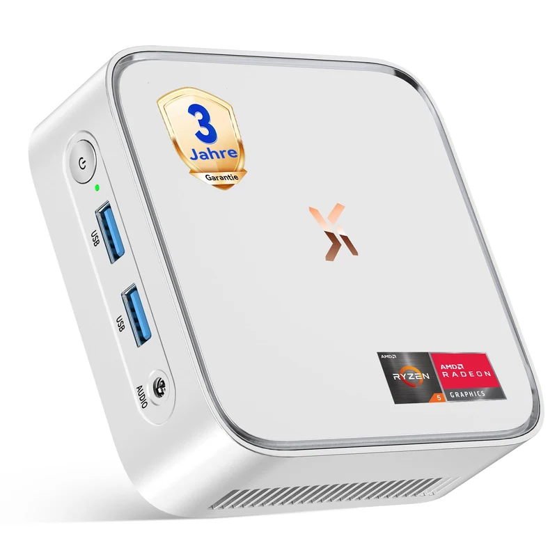 Huidun H80 Mini PC АMD Ryzen 5 (Besser als 4300U/i3-10110U) W11-Pro 16GB RAM 512GB SSD, 4K@60Hz UHD