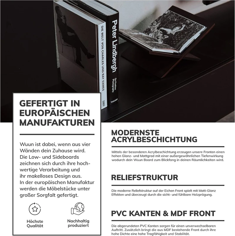Wuun® TV Lowboard TV Board hängend I 100cm-280cm I Hängeschrank Wohnwand/Somero I Schwarz-Matt/Weiss