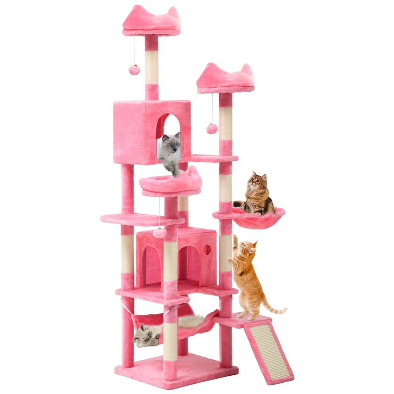 YITAHOME Kratzbaum Gross, XXL 190 cm hoch, mit 8 Sisalpfosten Kratzsäule, 3 Plattformen, 2 Höhlen, K