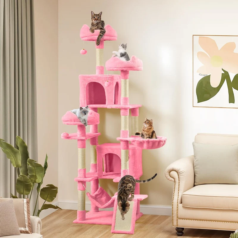 YITAHOME Kratzbaum Gross, XXL 190 cm hoch, mit 8 Sisalpfosten Kratzsäule, 3 Plattformen, 2 Höhlen, K
