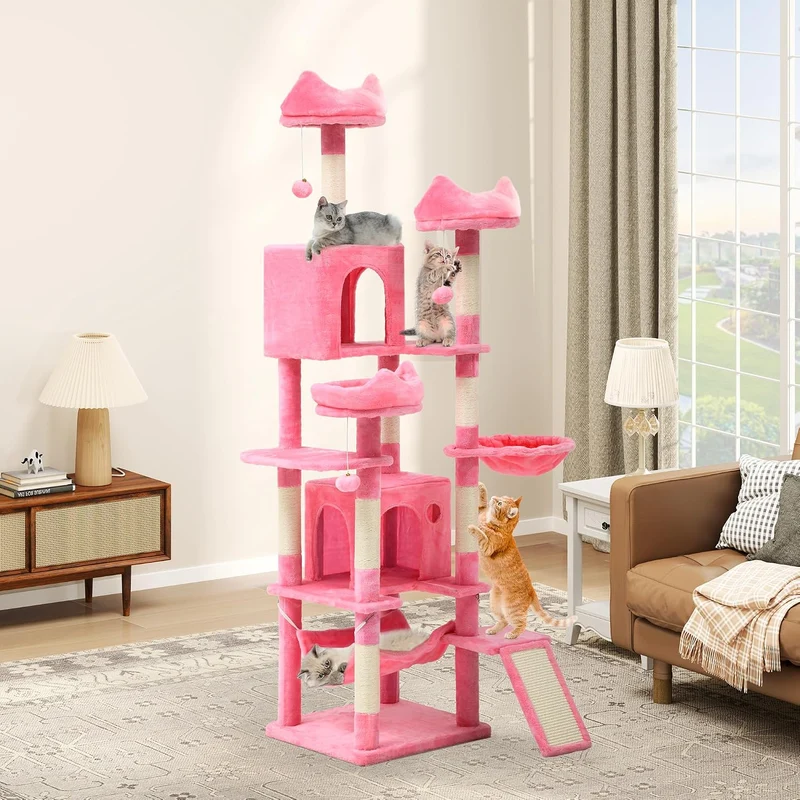 YITAHOME Kratzbaum Gross, XXL 190 cm hoch, mit 8 Sisalpfosten Kratzsäule, 3 Plattformen, 2 Höhlen, K