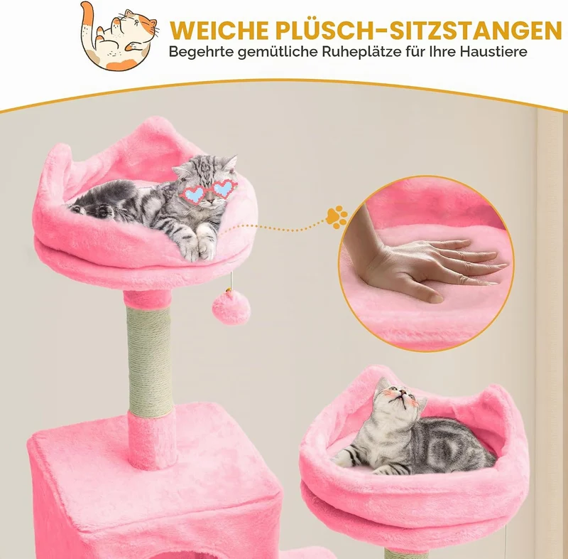 YITAHOME Kratzbaum Gross, XXL 190 cm hoch, mit 8 Sisalpfosten Kratzsäule, 3 Plattformen, 2 Höhlen, K