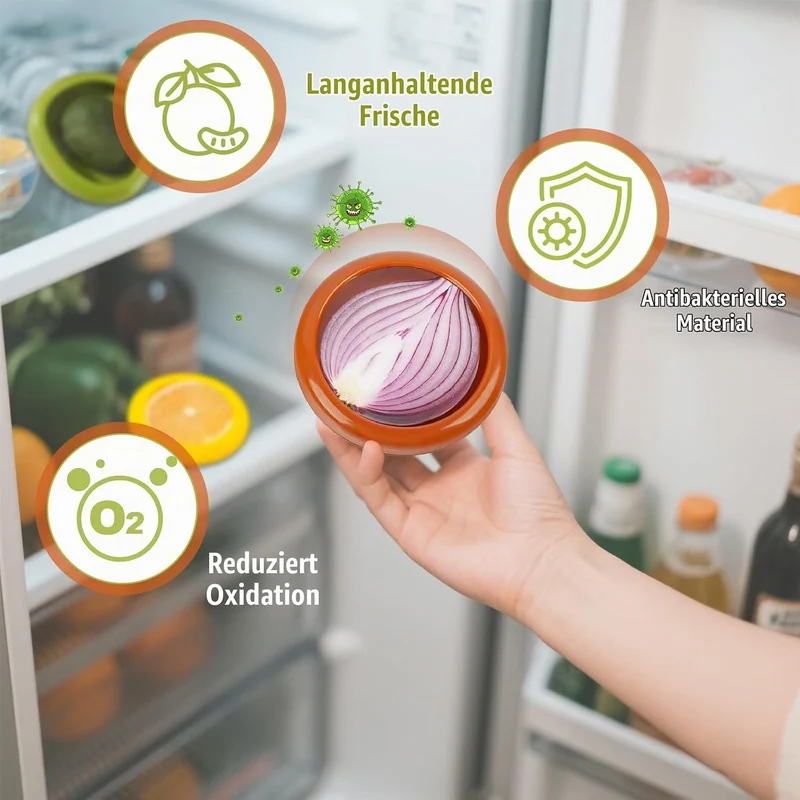 4 Stück Silikon Frischhaltebehälter, Gemüse Sparer Wiederverwendbare, Obst Aufbewahrung, für Obst un