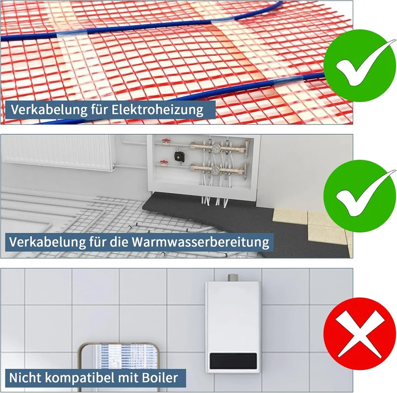 CNBINGO Smart Thermostat Unterputz mit Fühler, Digitaler Raumthermostat für Elektrische Heizung, kom