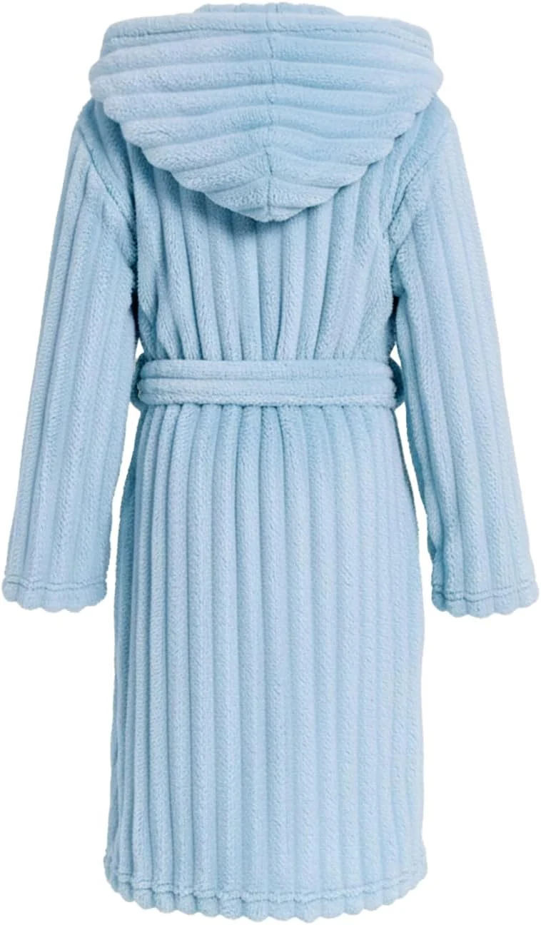 JiAmy Kapuzen Bademantel für Mädchen Flauschiger Fleece Plüsch Langer Schlafmantel Kinder Blau 7-9 J