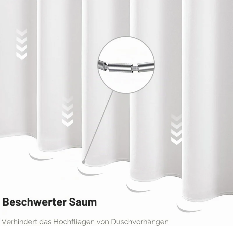MIULEE Leinen Texturiert Duschvorhang 240x200 cm Weiss, Schwerer Hotel Luxus Polyester Wasserdicht D