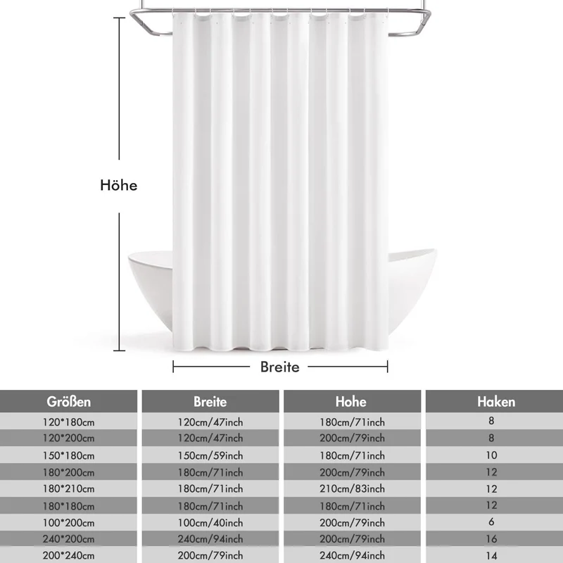 MIULEE Leinen Texturiert Duschvorhang 240x200 cm Weiss, Schwerer Hotel Luxus Polyester Wasserdicht D