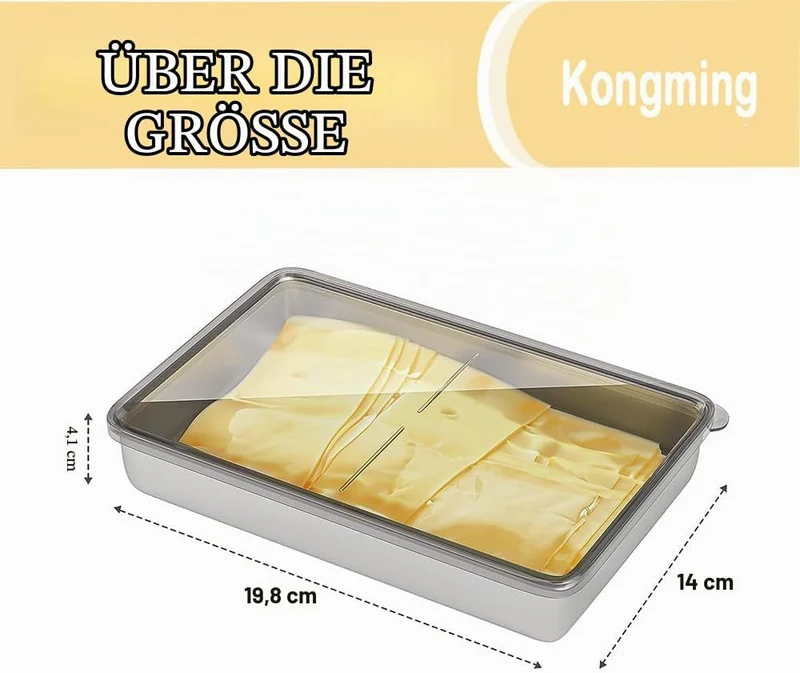 Kongming 4 Stück Edelstahl Aufschnittboxen für Kühlschrank Wurst Aufbewahrung Vorratsdosen mit Decke