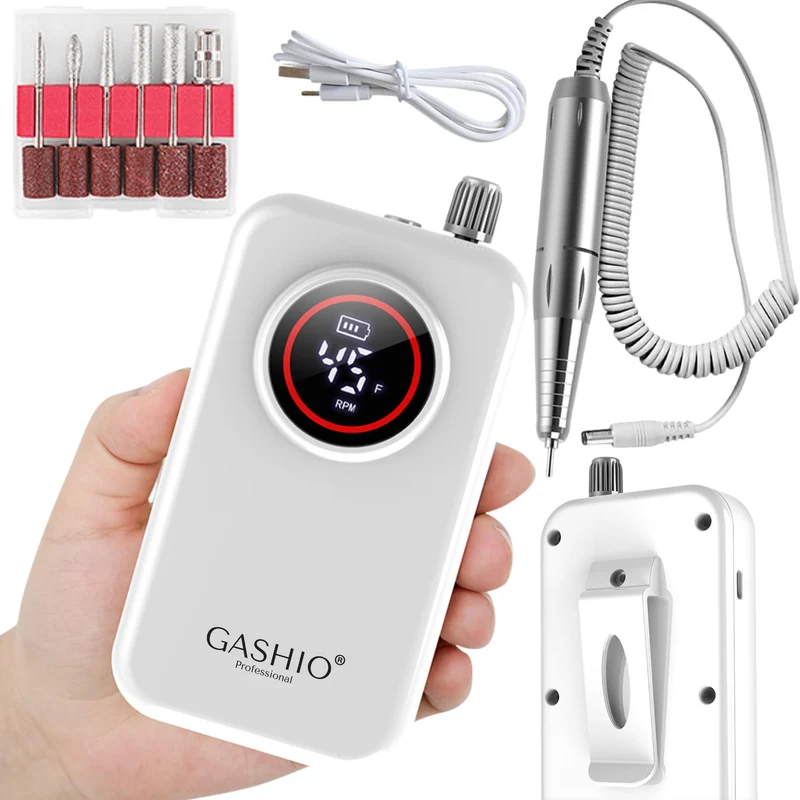 Kabellose Nagelfräse 50 W 45000 RPM mit USB-C, Wiederaufladbare Nail Drill Maschine mit Fräser-Set,