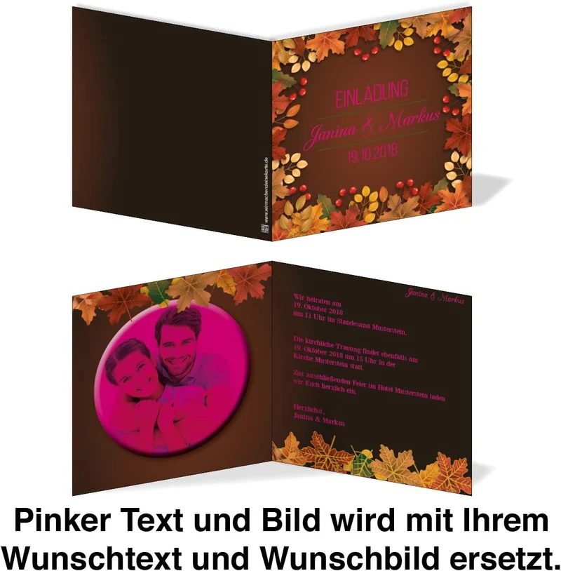 Einladungskarten Hochzeit Hochzeitskarten mit Druck - Herbsthochzeit 20, 20