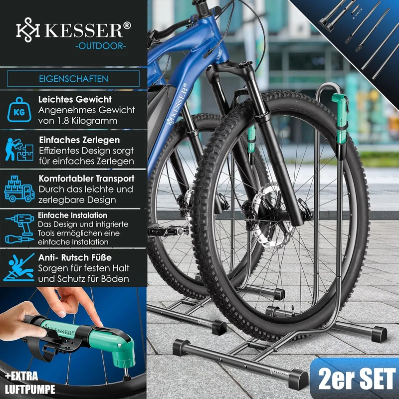 KESSER® Fahrradständer Boden einzeln für Mountainbike, E-Bike, Citybike, Rennrad, MTB | Fahrrad Mont