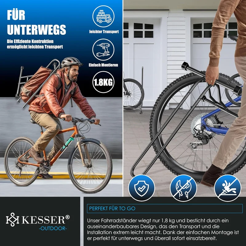 KESSER® Fahrradständer Boden einzeln für Mountainbike, E-Bike, Citybike, Rennrad, MTB | Fahrrad Mont