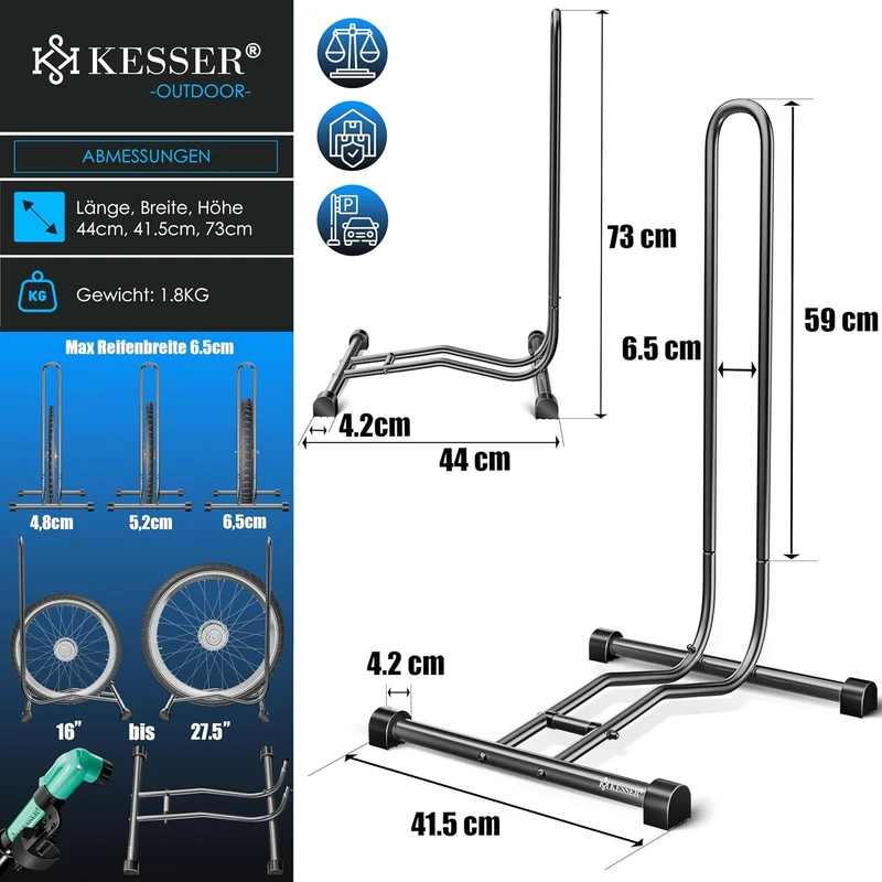 KESSER® Fahrradständer Boden einzeln für Mountainbike, E-Bike, Citybike, Rennrad, MTB | Fahrrad Mont