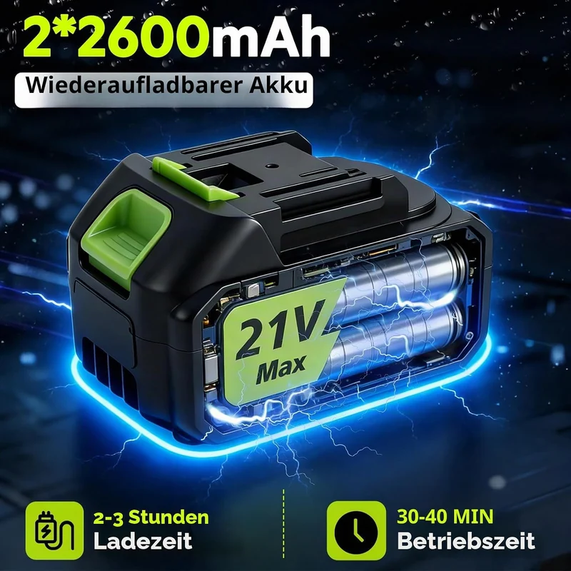 Akku Hochdruckreiniger Zweistift-Hochdruckreiniger kompatibel mit Makita-Akkus, 80bar 6-in-1-Düse un