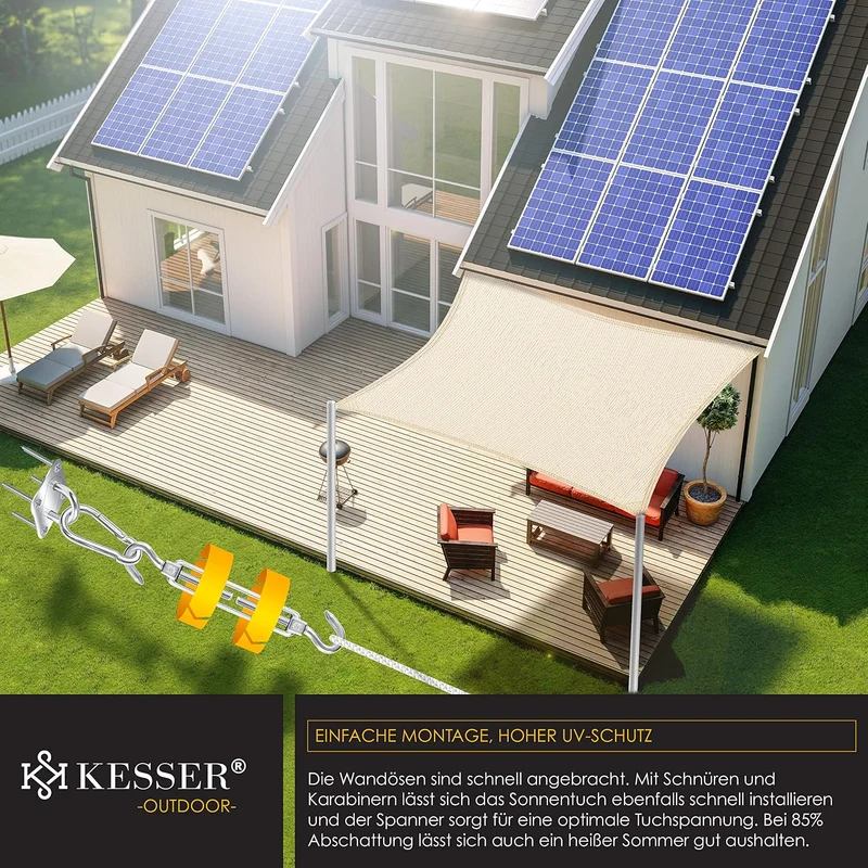 KESSER® Sonnensegel Sonnenschutz Windschutz | HDPE Gewebe | wasserabweisend & windabweisend | Rechte