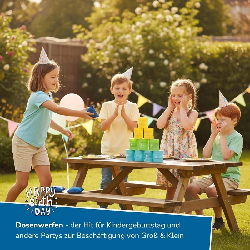 alldoro 68750 XXL-Kinder-Partyspiele-Set, 6 Outdoor-Spiele für Geburtstage, Gartenspiele mit Eierlau