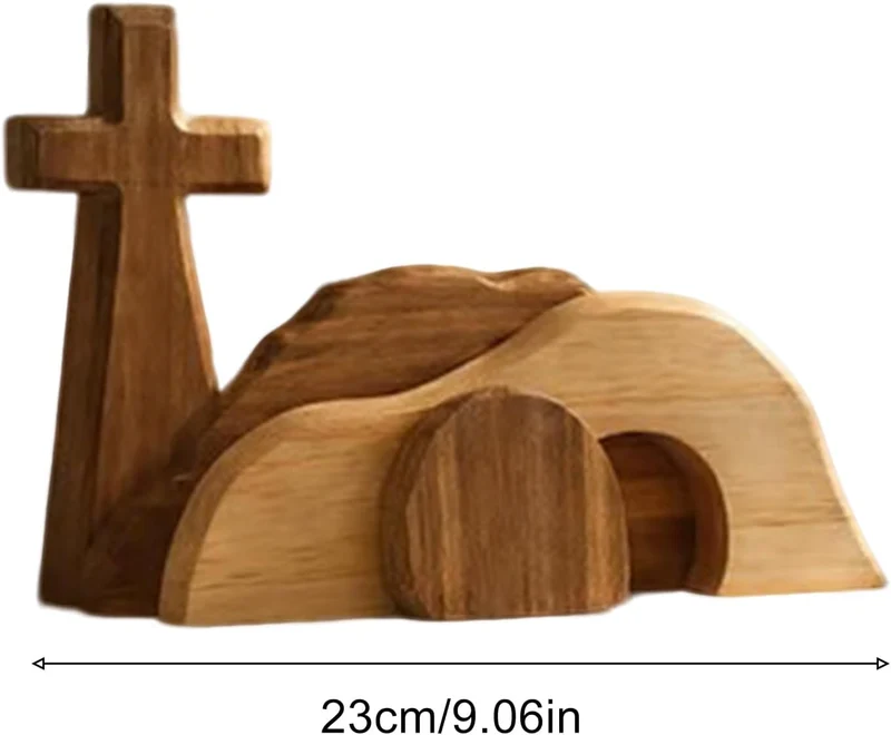 Generisch Leeres Grab aus Holz,Hölzerne Weihnachtskrippen Tischdekoration | -Grab-Deko für Zuhause -