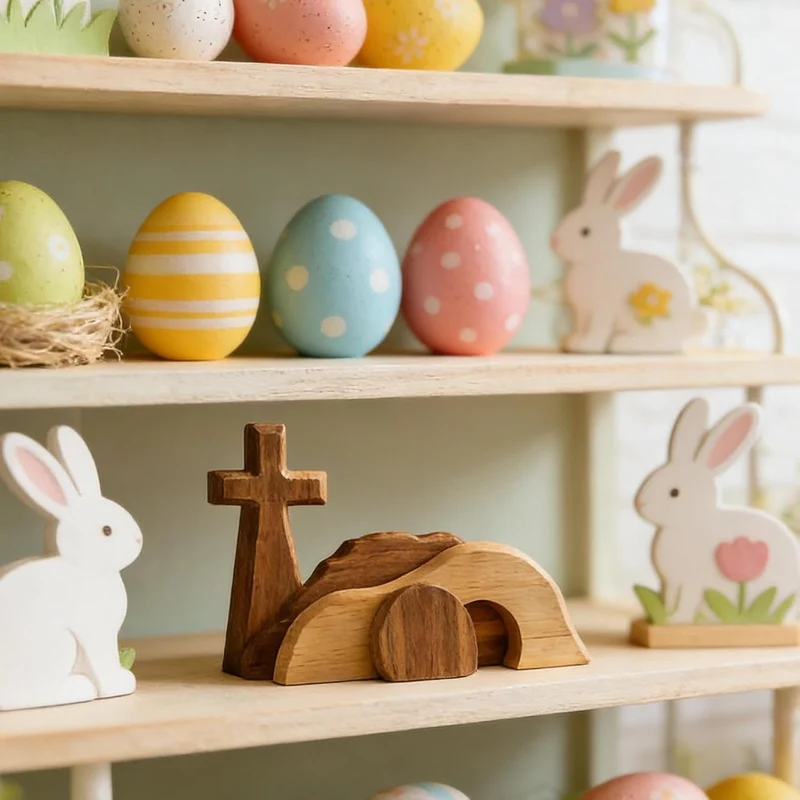 Generisch Leeres Grab aus Holz,Hölzerne Weihnachtskrippen Tischdekoration | -Grab-Deko für Zuhause -