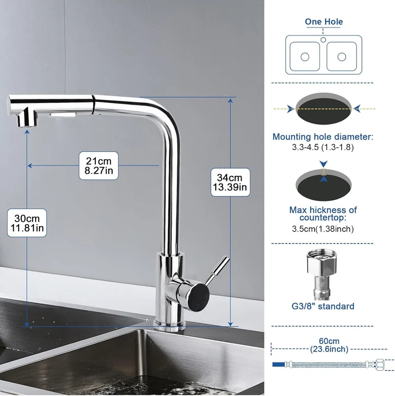 Wasserhahn Küche Ausziehbar,Küchenarmatur mit Brause Ausziehbar,360° Schwenkbare Küchenarmatur,Einhe