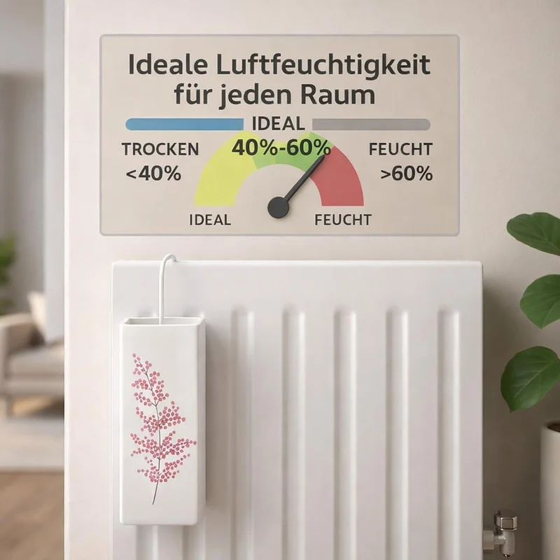 8er Set Luftbefeuchter Heizung Keramik 380ml Heizkörper Verdunster weiss mit Haken Blumenmotive Raum