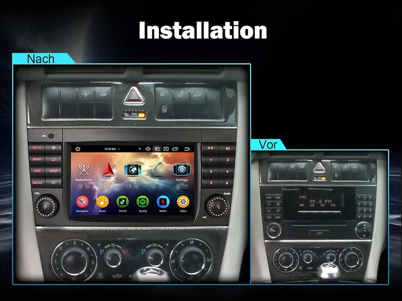 Erisin Android 14 Acht-Kern 4GB+64GB Autoradio Für Mercedes Benz C/CLC Klasse W203 G-Klasse W463 mit