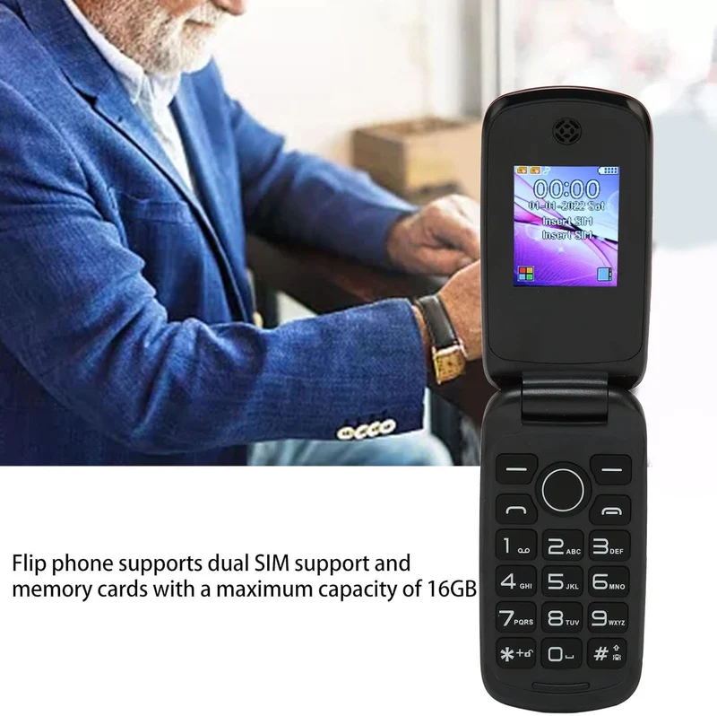 Klapptelefon für Senioren, Entsperrt, 3G LTE Dual SIM, Grosse Tasten mit Lautsprecher, Grosse Tasten
