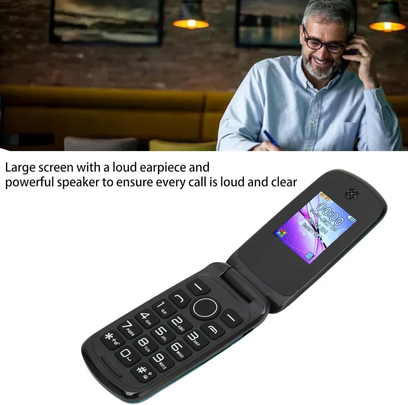 Klapptelefon für Senioren, Entsperrt, 3G LTE Dual SIM, Grosse Tasten mit Lautsprecher, Grosse Tasten
